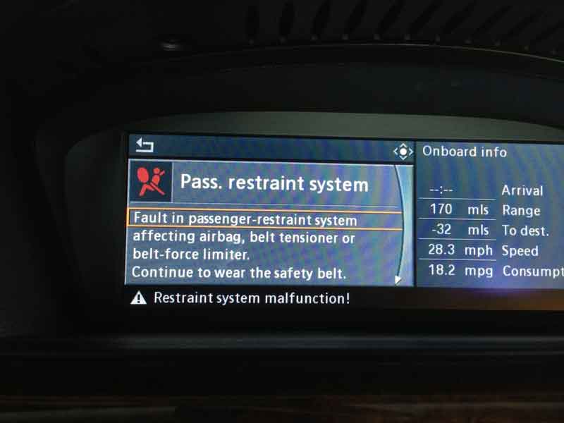 E90 Restraint systems faulty